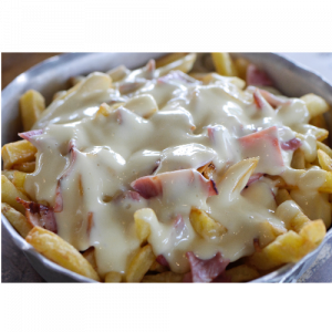 Πατάτες τηγανητές με σως μπέικον